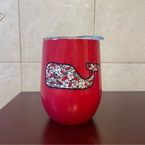 NWT VINEYARD VINES x TARGET RED HIBISCUS WHALE LID WINE CUP TUMBLER Travel Beach